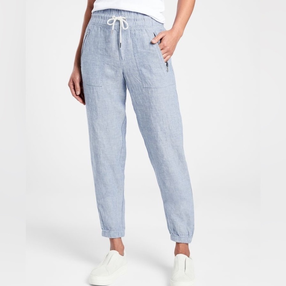 Athleta Cabo Linen Jogger in Light Blue Womens Size 6 GUC